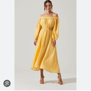 Cassian Cutout Off Shoulder Midi Dress